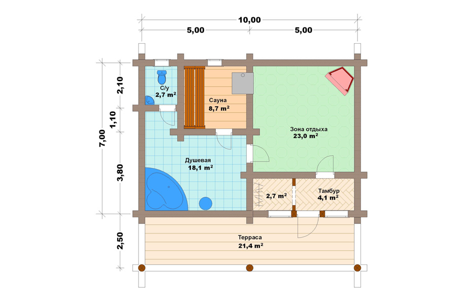 План сауны в частном доме
