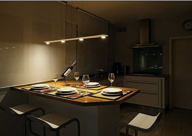 Как выбрать и организовать освещение на кухне над рабочей поверхностью