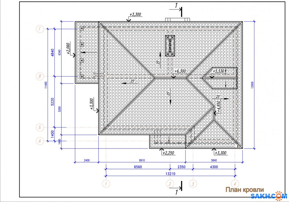 Крыша чертеж с размерами