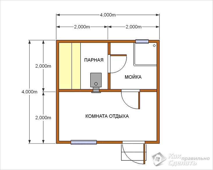 Схема строения бани