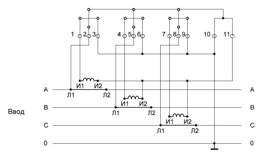 Подключение трехфазного счетчика Меркурий 230 через трансформаторы тока