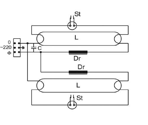 Дроссель для люминесцентных ламп: схема подключения люминесцентной лампы с дросселем