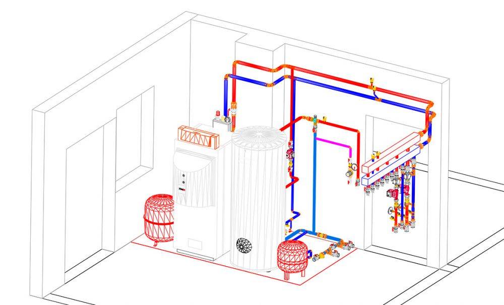 Проект дома с газовым отоплением. Газовый котел Revit. Проект котельной для частного 15кв м. Планировка котельной в частном доме с газовым котлом. Схема системы отопления в ревит.