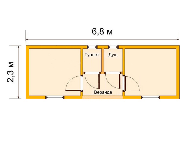 План бытовки 6х3