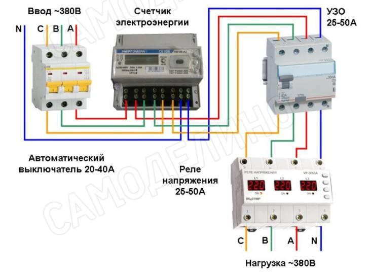 Реле контроля напряжения схема подключения в трехфазную сеть