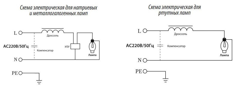 Схема подключения лампы дрл