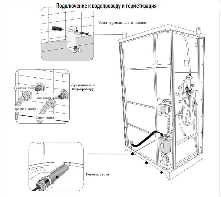 Как подключить душевую кабину своими руками