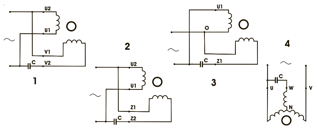 Однофазный двигатель схема подключения
