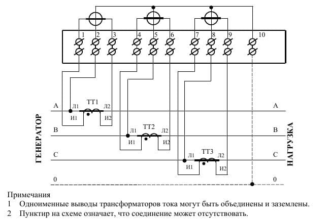 Схема трансформатора тока счетчик