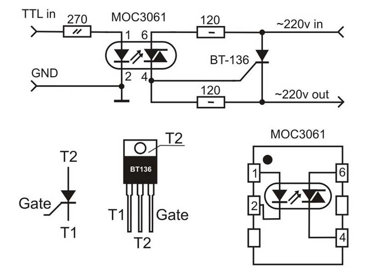 Bt136 600e характеристики схема подключения