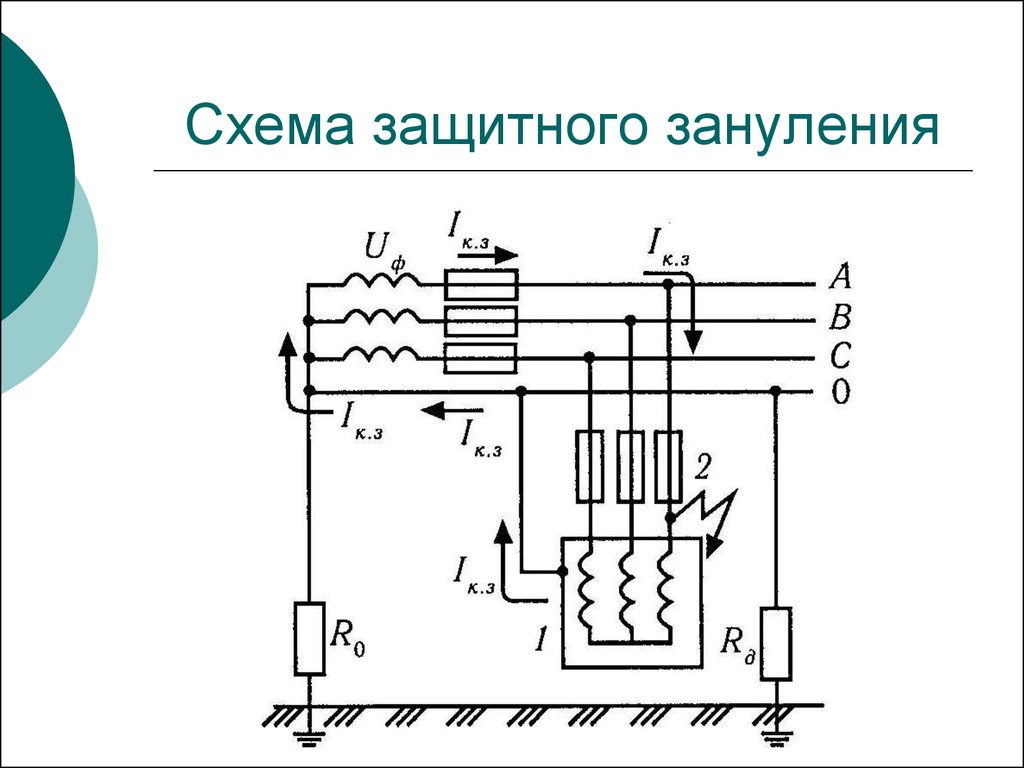 Нарисуйте схему защитного заземления