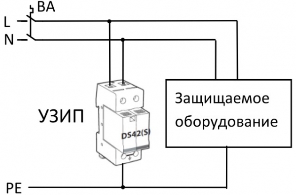 Схема подключения узип в трехфазной сети с заземлением