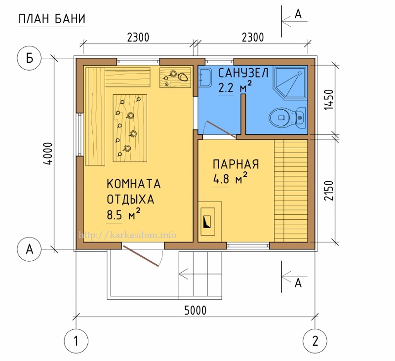 Проект бани каркасно щитовой