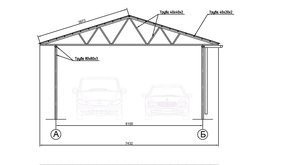 Чертеж металлического гаража