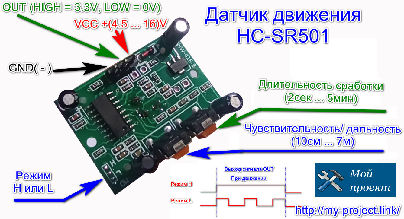 Схема подключения датчика присутствия