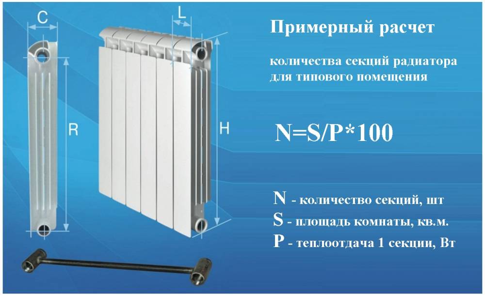 Теплоотдача биметаллических радиаторов отопления одной секции