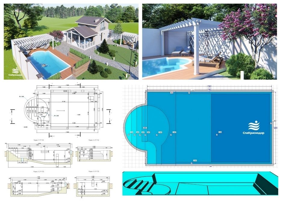 Чертеж бассейна проект бассейна