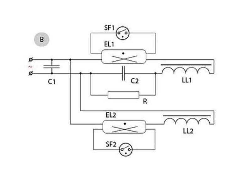 Схема подключения люминесцентной лампы через дроссель