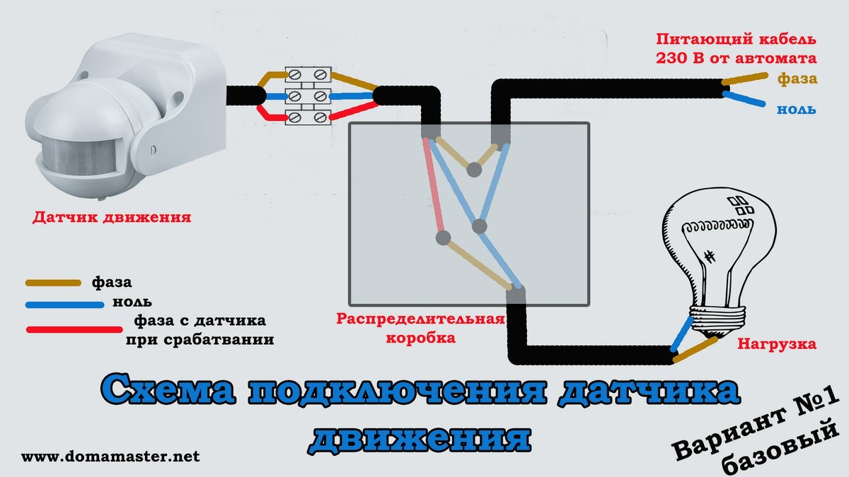 Схема соединения светодиодного прожектора с датчиком движения